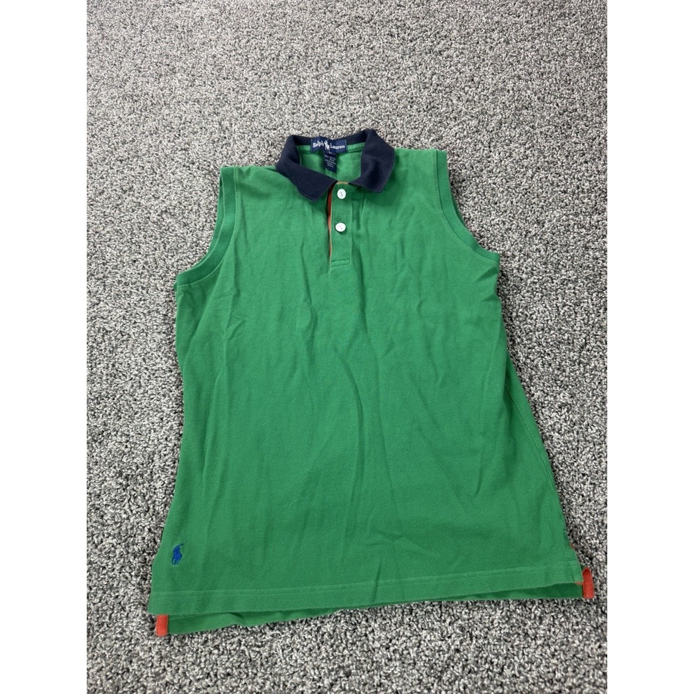 Vintage 90s Ralph Lauren Sleeveless Polo Shirt Women's Size Large Green Preppy